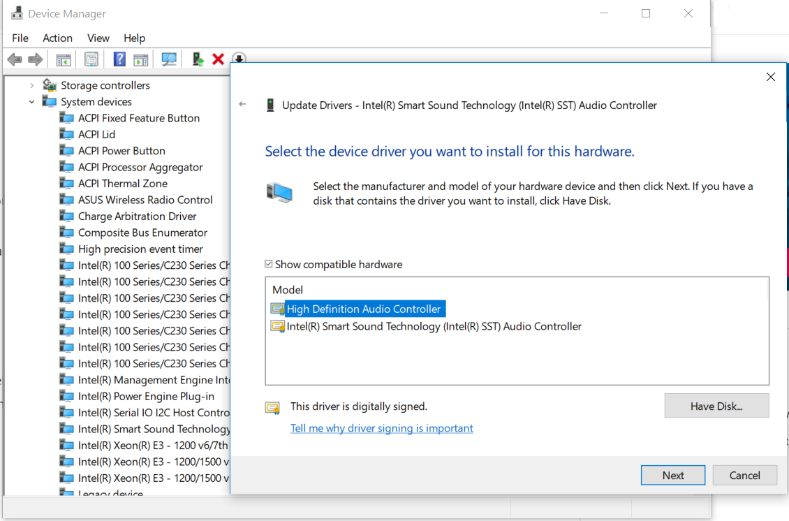 intel sst audio device driver download